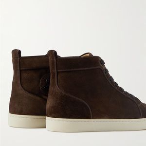 CHRISTIAN LOUBOUTIN Louis Logo-Embellished Suede High-Top Sneakers